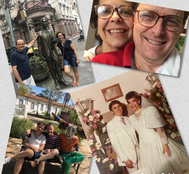 collage de fotos de una pareja de esposos