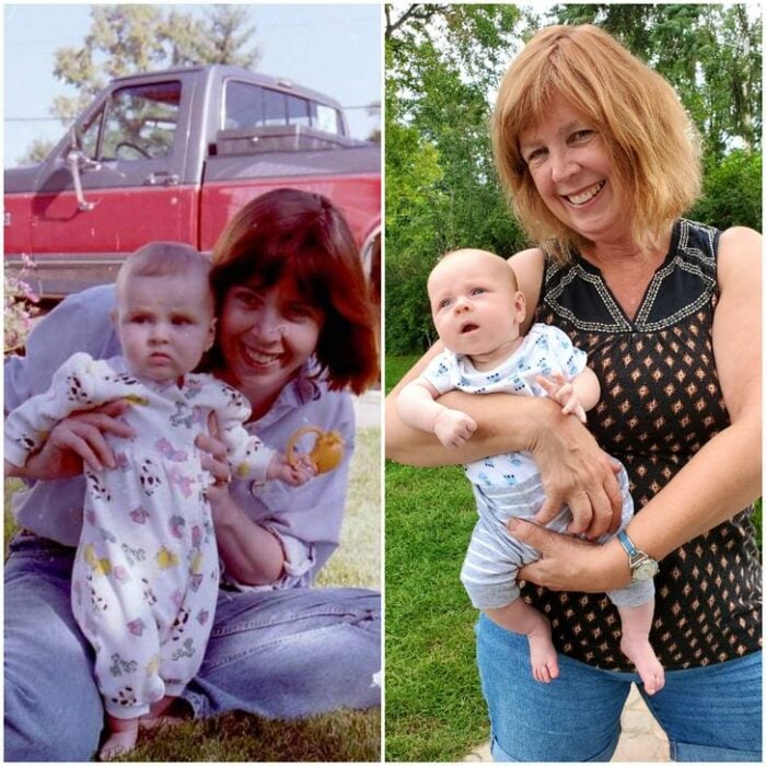  mujer cargando una bebé ;Fotos antes y ahora que nos traen el aroma de la nostalgia