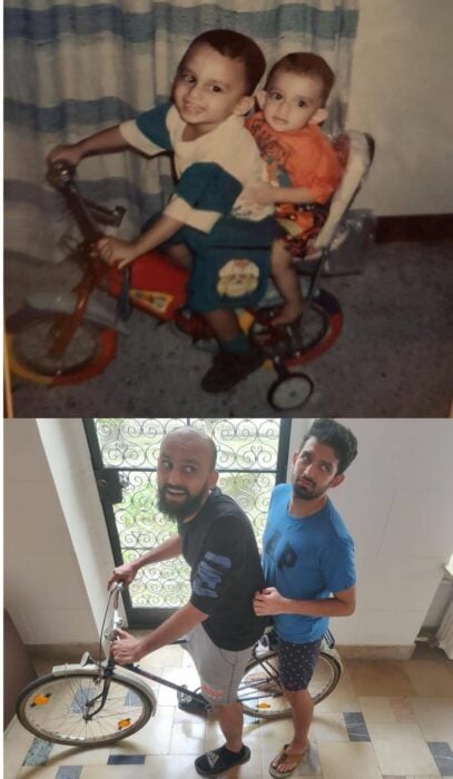 hermanos en bicicleta ;Fotos antes y ahora que nos traen el aroma de la nostalgia