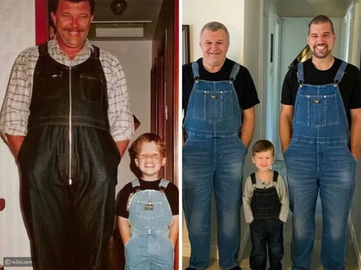 fotografía de un hombre con su hijo y su nieto 