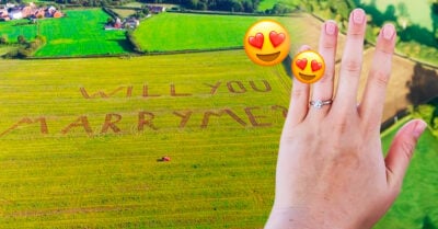 Granjero le hizo una romántica propuesta a su novia para que pudiera verla desde el cielo