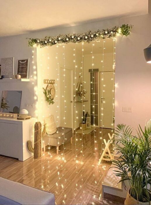 door with lights; 13 Beautiful ideas to add lights to your bedroom