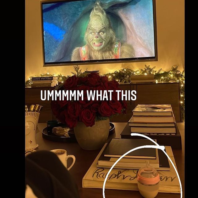 Travis Barker's Instagram post watching a movie in his living room 