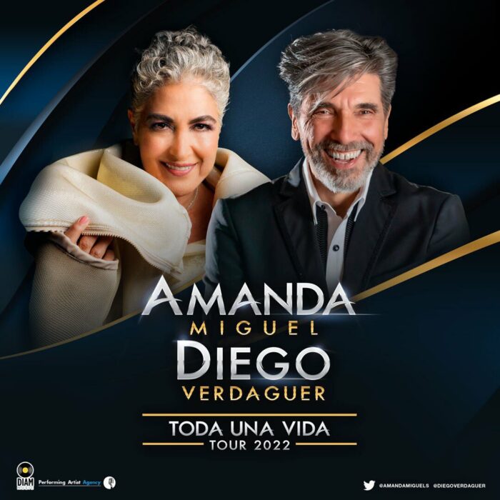 Flyer of the tour A Whole Life of Diego Verdaguer and Amanda Miguel