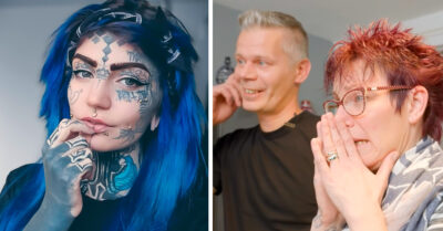 ¡Irreconocible! Se cubrió los tatuajes de su rostro para un experimento y sus papás no la reconocieron