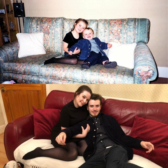 hermanos jugando ;Personas en internet recrean fotos antiguas y el resultado es pura dulzura 