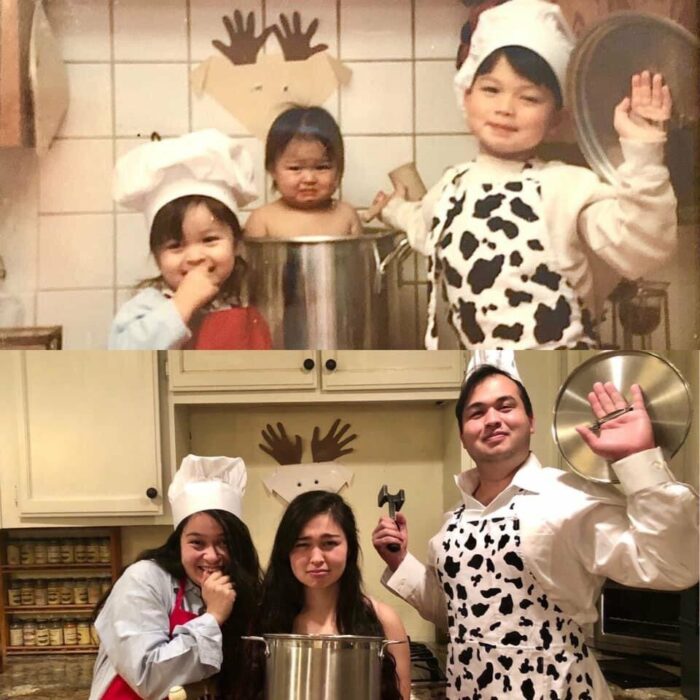 Niños cocinando ;Personas en internet recrean fotos antiguas y el resultado es pura dulzura 