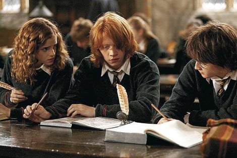 Actores en el set de Harry Potter 