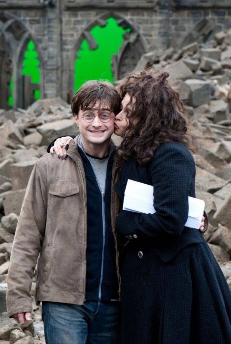 Actores en el set de Harry Potter 