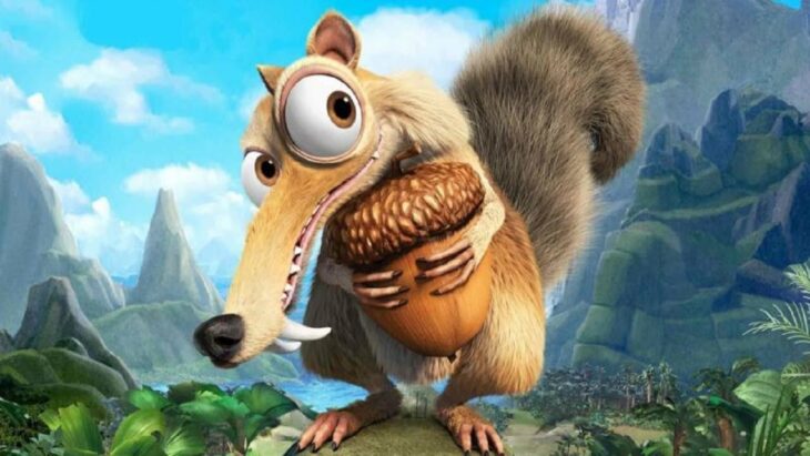 Scrat la ardilla de la era de hielo con su bellota 