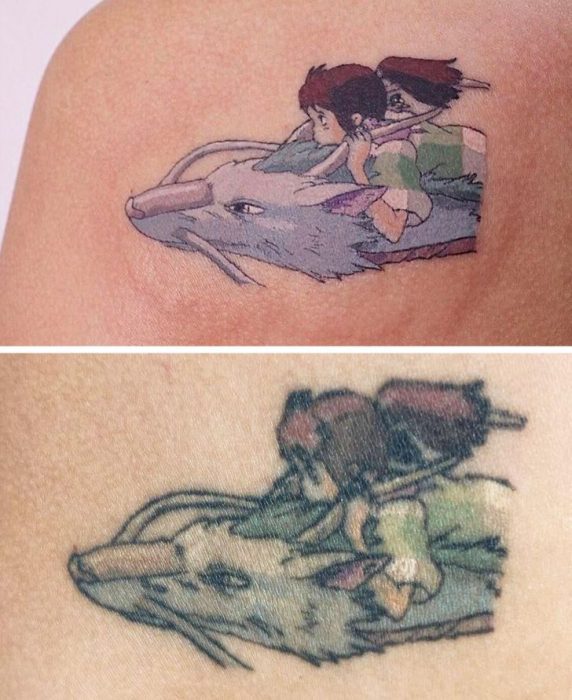 El viaje de Chihiro ;14 Tatuajes en el día en que se hicieron vs actualmente