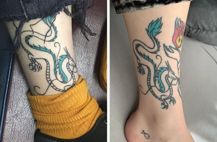 Dragón ;14 Tatuajes en el día en que se hicieron vs actualmente