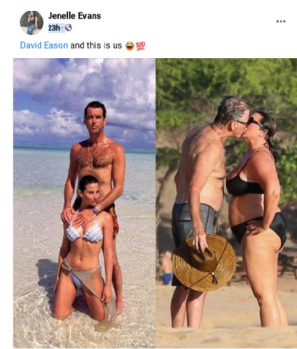 Pierce Brosnan y Keely Shaye juntos en la playa