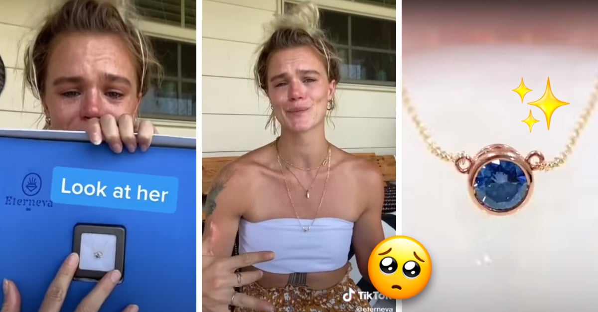 She broke down in tears when she received a necklace with her mother’s ashes