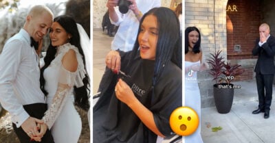 Novia sorprende a su novio al cortarse el cabello en plena boda