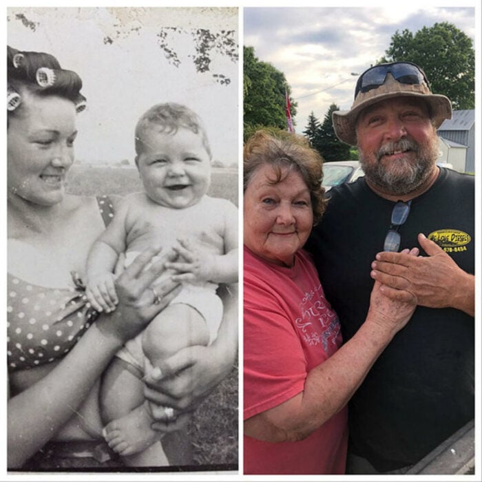 madre e hijo recrearon una fotografía juntos 54 años después