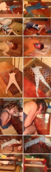 estos chicos recrearon sus fotos durmiendo en poses extrañas