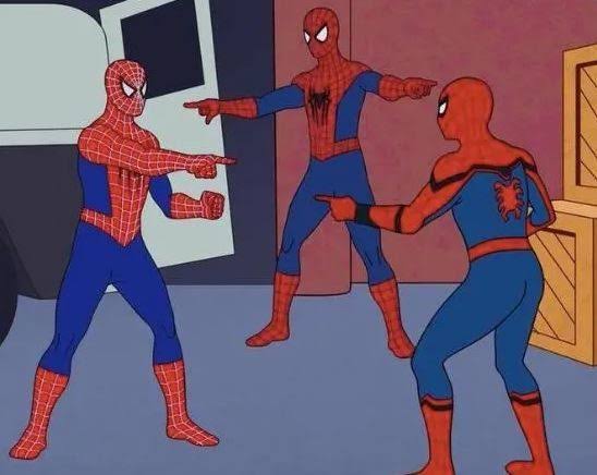 Meme de spiderman reunión de tres