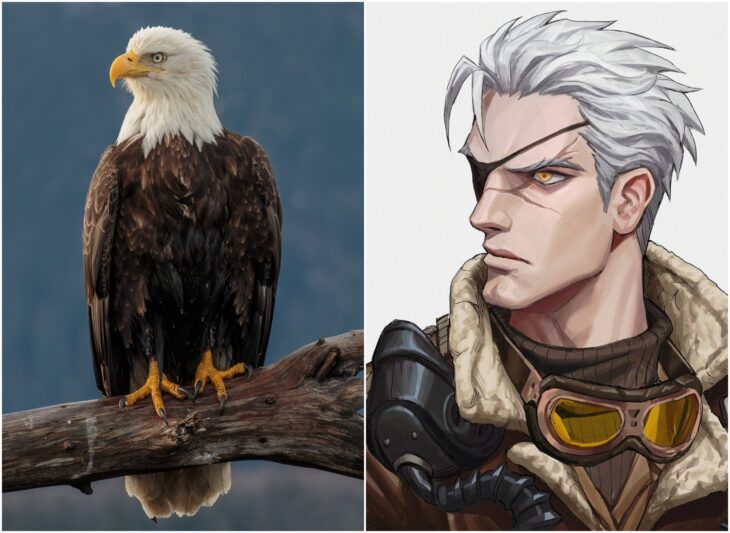 Águila Americana ;Artista transforma animales en personajes de anime y merecen su propio cómic 