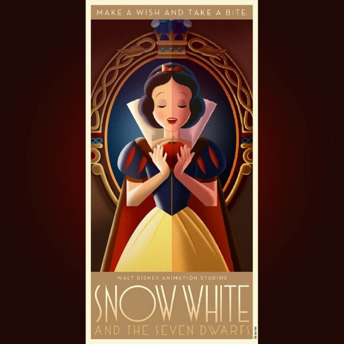 póster de la película Blancanieves en versión art déco 