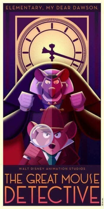 póster de la película el ratón súperdetective en art déco 