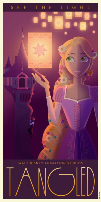 tangled movie poster art deco version 