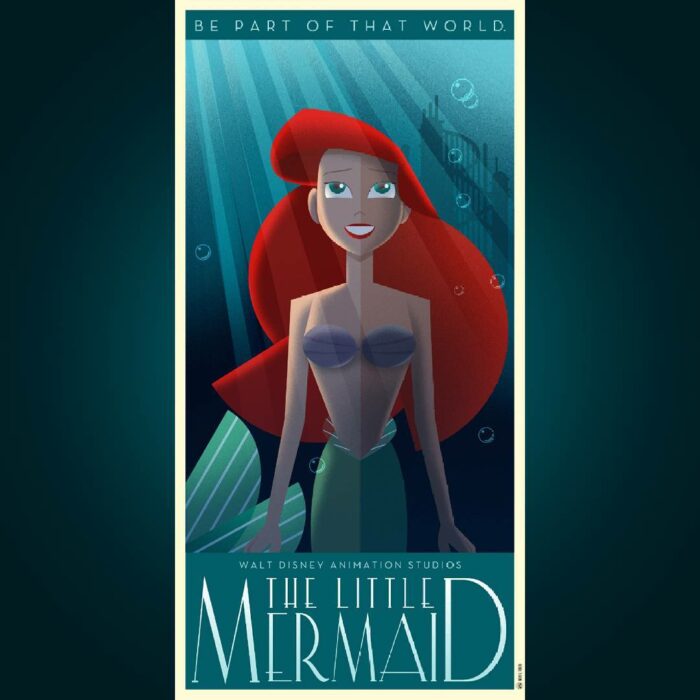 art deco little mermaid movie poster 