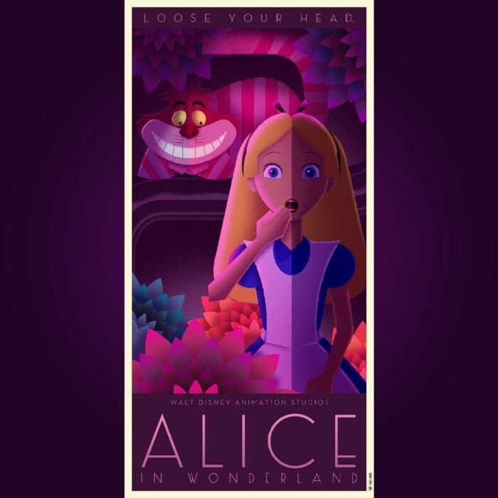 póster de la película Alicia en el País de las Maravillas en Art Déco 