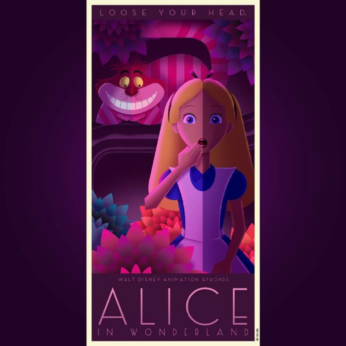 Alice in Wonderland movie poster in Art Deco 