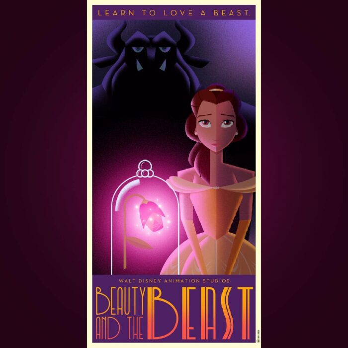 art deco beauty and the beast movie poster 