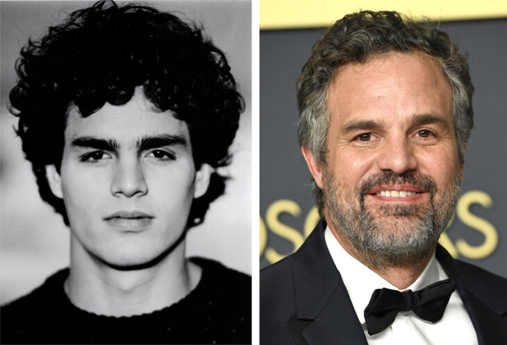 imagen comparativa del actor Mark Ruffalo en sus inicios vs ahora 