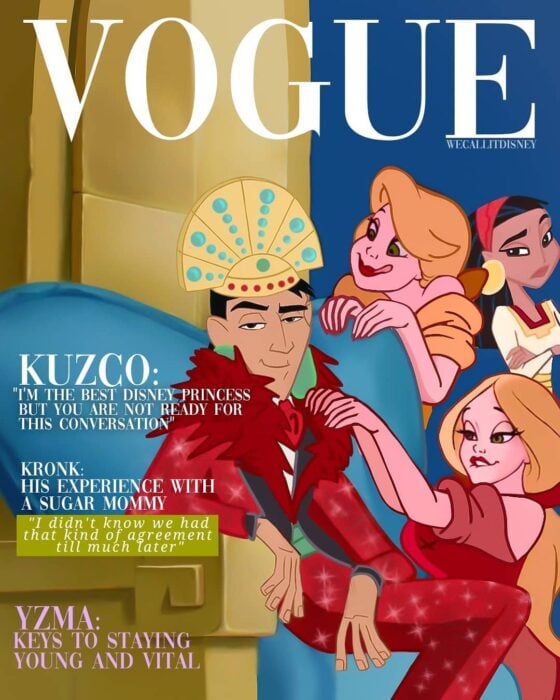 Kuzko; Así sería la portada de Vogue si estas princesas Disney aparecieran en ellas