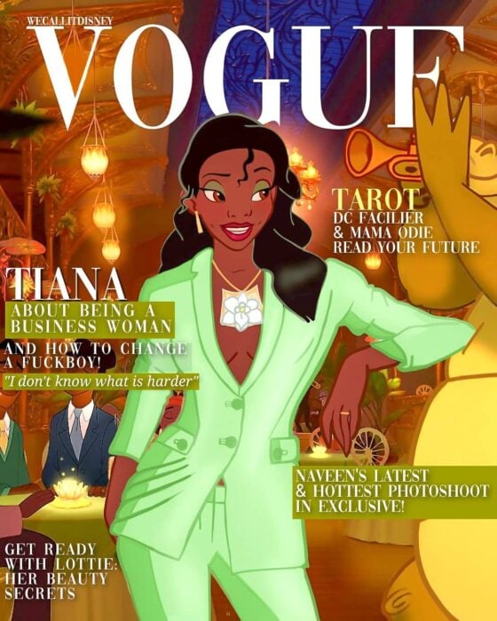 Tiana; Así sería la portada de Vogue si estas princesas Disney aparecieran en ellas