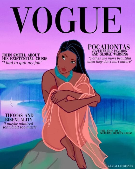 Pocahontas; Así sería la portada de Vogue si estas princesas Disney aparecieran en ellas