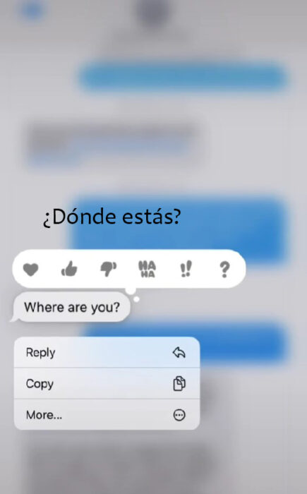 captura de pantalla de un mensaje que pregunta dónde estás 