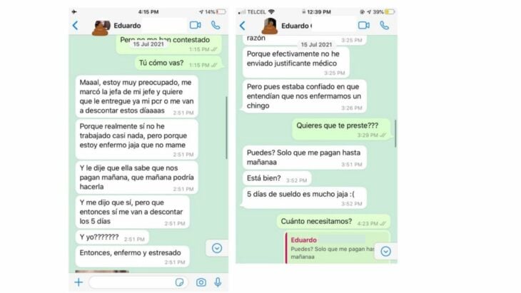 screenshot of a whatsapp conversation