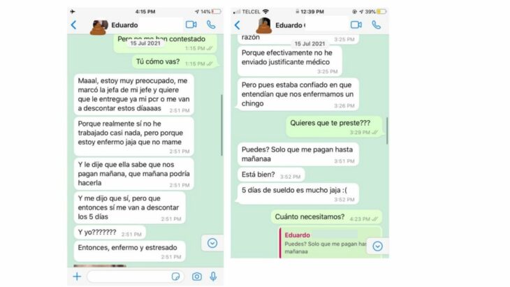 captura de pantalla de una conversación de Whatsapp