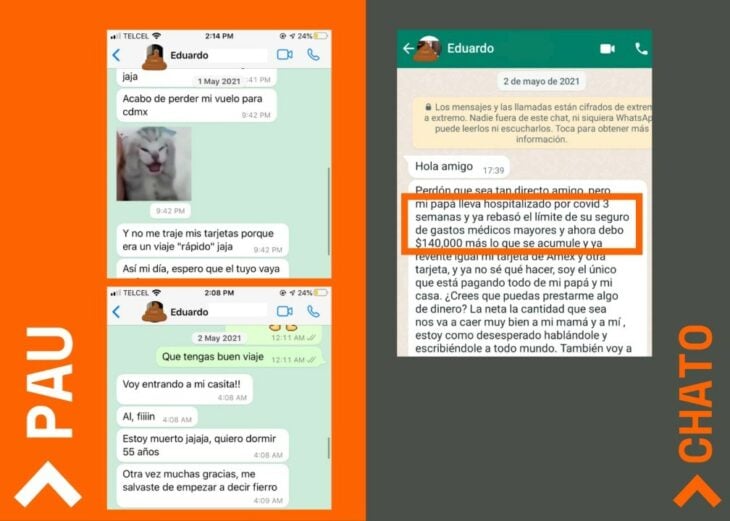 image showing screenshots of Bumble scammer's lies 