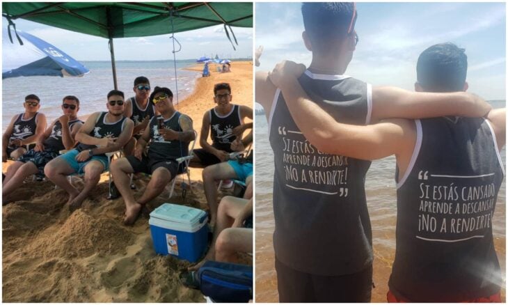 amigos en la playa; Jefe ahorra durante 12 meses para llevar de vacaciones a todos sus empleados
