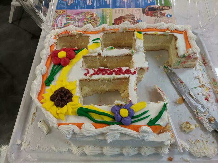 poorly cut cake; People who have a terrible day at work