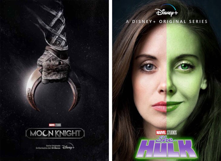imagen con el póster de la serie Moon Knight y She-Hulk 