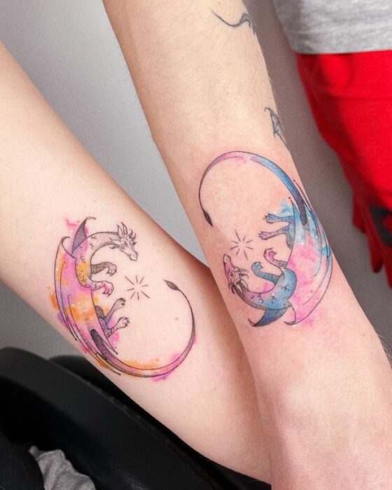 Par de dragones ;Tatuajes de dragón para chicas 