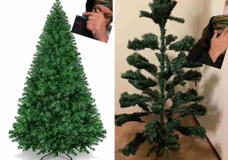 expectativa vs realidad de las fotografías de un árbol de navidad 