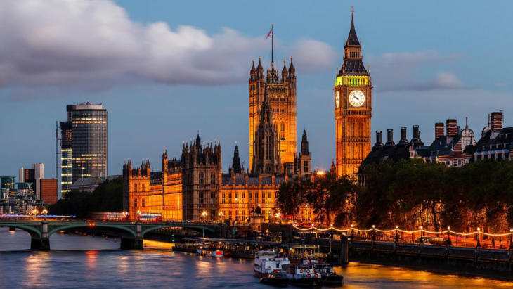 Fotografía de la vista de Londres donde muestra edificios como el reloj de la torre bing beng