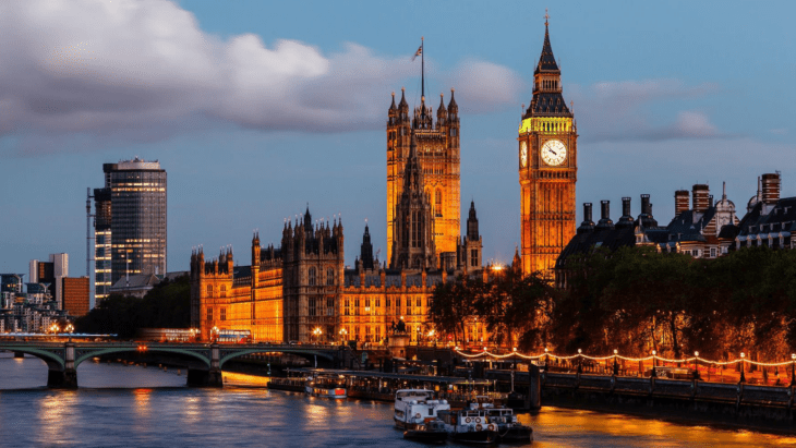 Photograph of the view of London where it shows buildings such as the bing beng tower clock