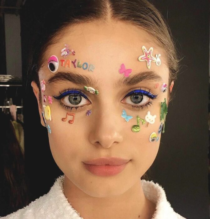 makeup with funny stickers