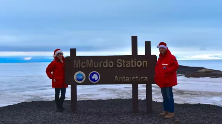 Nicole McGrath y Cole Heinz en la estación McMurdo