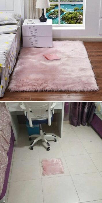 Habitación con alfombra rosa