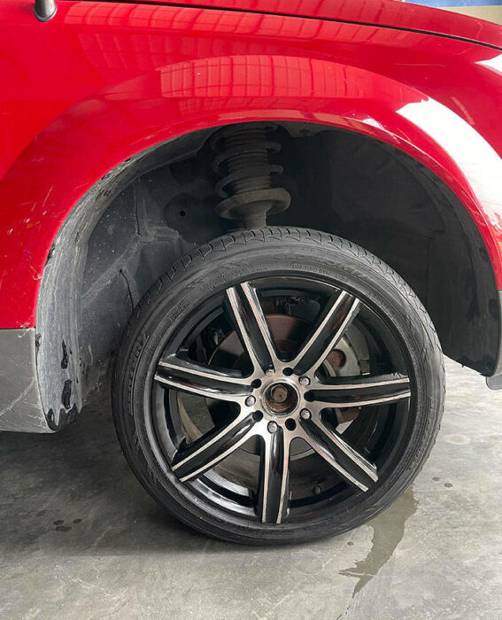 tire of a red car