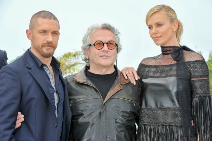 Tom Hardy, George Miller y Charlize Theron 